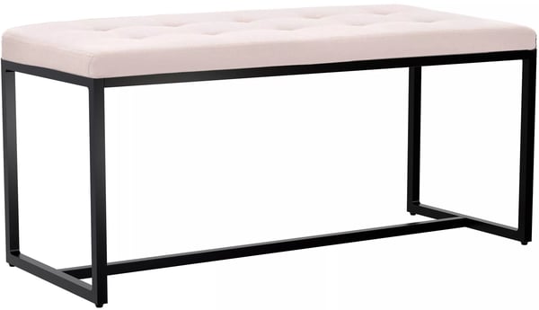 Barci tygbänk med krämfärgad sits och matt svart metallram, 100 cm bred
