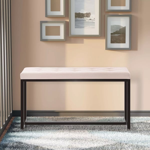 Istuinpenkki Barci 100cm Kangas, Cream/Matte Black Metal