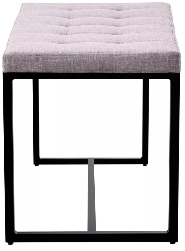 Barci stofbænk - grå med matsort metalstel, 100 cm bred