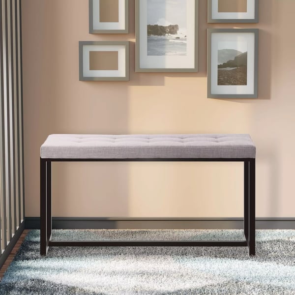 Barci stofbænk - grå med matsort metalstel, 100 cm bred