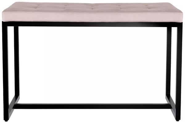Barci B Lysegrå Fløjlsbænk med Mat Sort Metalramme, 100 cm Bredde