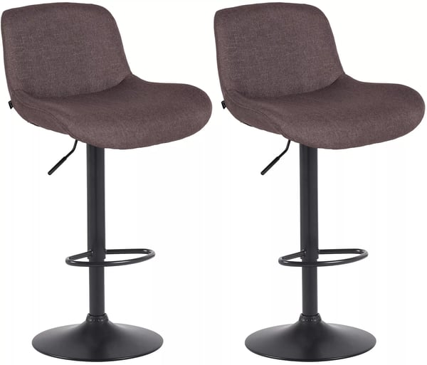 Set med 2 Solon Mörkbruna Barstolar i Tyg med Matt Svart Metallram, Höjdjusterbara och Svängbara Set med 2 Solon Mörkbruna Barstolar i Tyg med Matt Svart Metallram, Höjdjusterbara och Svängbara