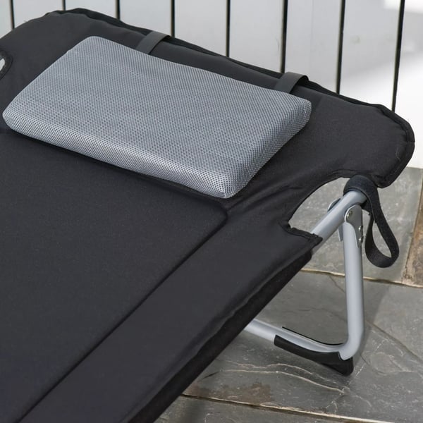 Outsunny Foldbar Camping Seng - Bærbar Felt seng til udendørs brug, sort+sølv, 183x66x33cm