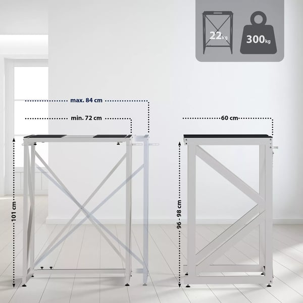 Caleb Hvid Metal Vaskemaskinehylde - Justerbar Bredde, 300 kg Bæreevne