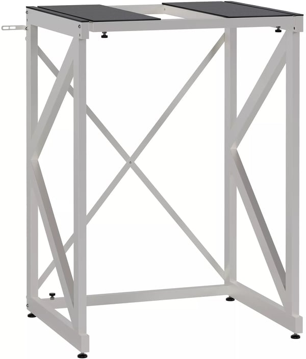 Caleb Hvid Metal Vaskemaskinehylde - Justerbar Bredde, 300 kg Bæreevne