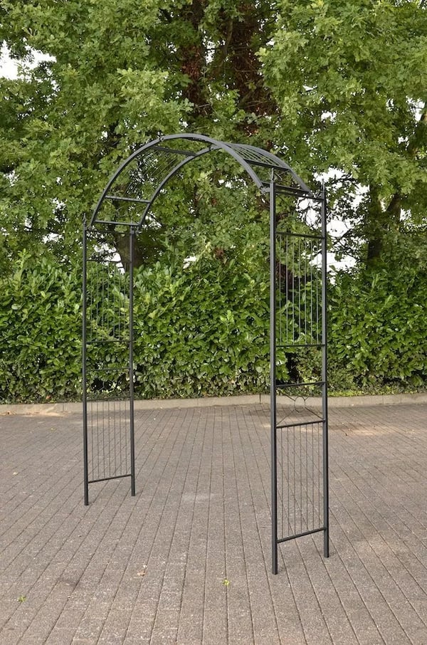 Flexi Rosenbue - Justerbar Bredde, Holdbart Metal, Sort Pulverlakering, Støtte til Klatreplanter (175 cm B x 268 cm H Maks)