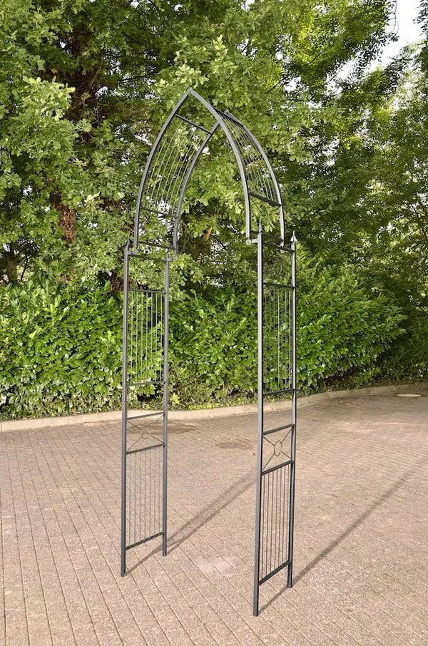 Flexi Rosenbue - Justerbar Bredde, Holdbart Metal, Sort Pulverlakering, Støtte til Klatreplanter (175 cm B x 268 cm H Maks)