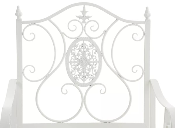 Punjab Havestol - Hvidt Metal med Art Nouveau Udsmykning, Indendørs/Udendørs Brug, 200 kg Bæreevne