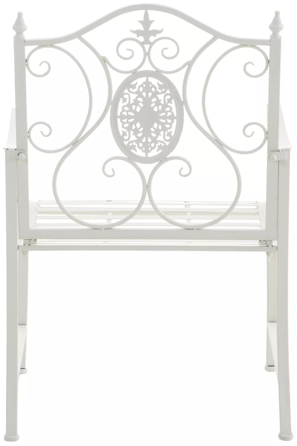 Punjab Havestol - Hvidt Metal med Art Nouveau Udsmykning, Indendørs/Udendørs Brug, 200 kg Bæreevne