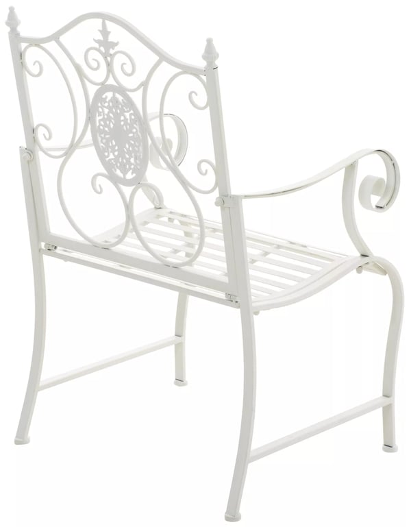 Punjab Havestol - Hvidt Metal med Art Nouveau Udsmykning, Indendørs/Udendørs Brug, 200 kg Bæreevne