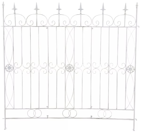 Sæt med 4 antikke hvide metalhavehegn, rustik landlig stil espalier til planter, 116 cm højt