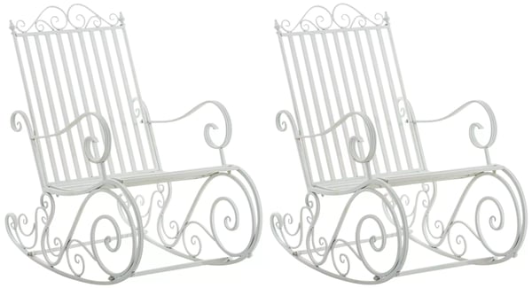 Sæt med 2 Smilla hvide gyngestole i metal til have eller terrasse