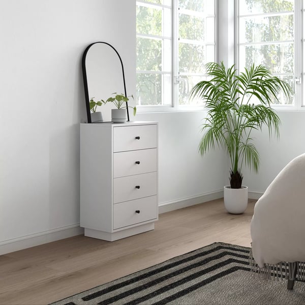 HOMCOM Lipasto 4 Laatikkoa, Valkoinen Puupohjainen materiaali, Säilytyskaappi Olohuoneeseen/Makuuhuoneeseen/Eteiseen, 47 x 29 x 75 cm