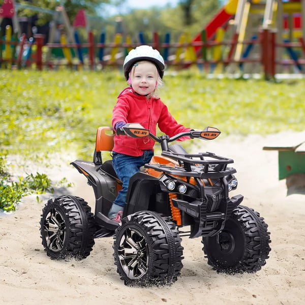 HOMCOM Børne El-Quad 12V 10Ah - Orange. Med MP3, USB, Lys. Til børn 3-5 år. Max 30kg.