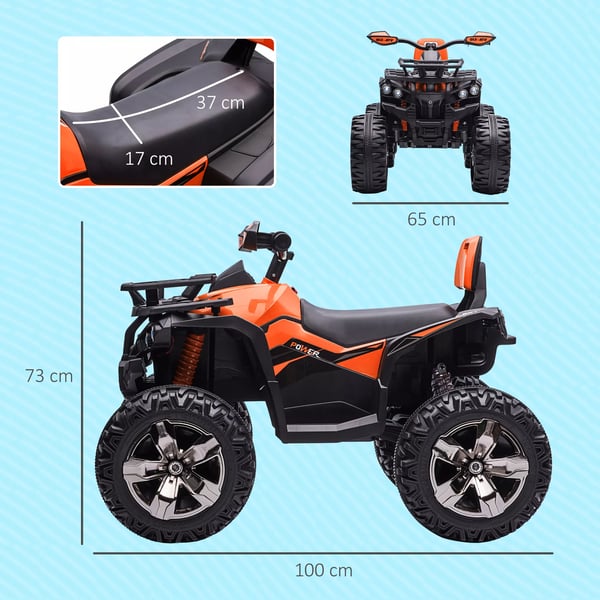 HOMCOM Børne El-Quad 12V 10Ah - Orange. Med MP3, USB, Lys. Til børn 3-5 år. Max 30kg.