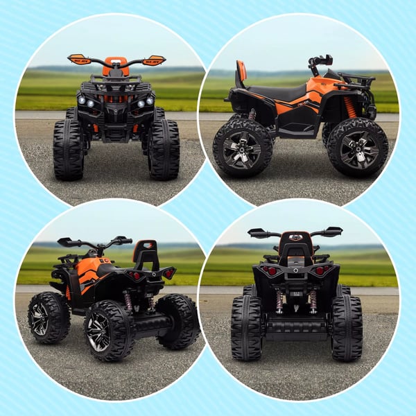 HOMCOM Børne El-Quad 12V 10Ah - Orange. Med MP3, USB, Lys. Til børn 3-5 år. Max 30kg.