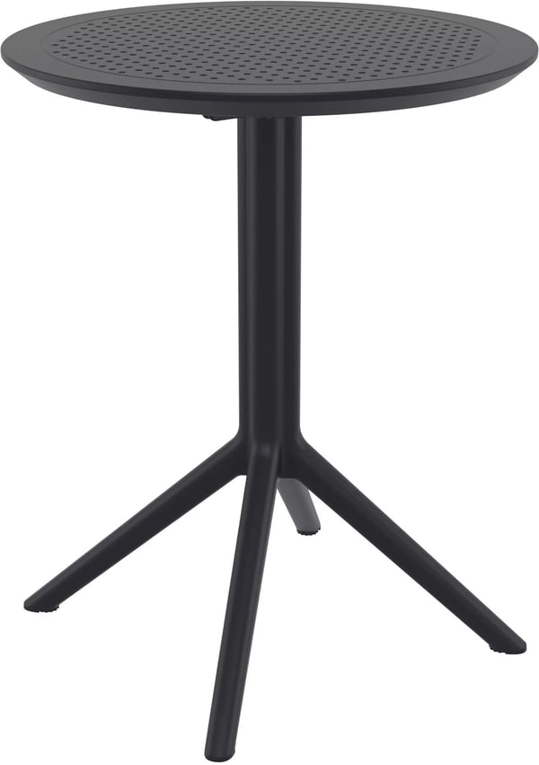 Sky Runt Fällbart Bord - Svart Plast, 60 cm Diameter, Väderbeständigt, Platsbesparande för Inomhus-/Utomhusbruk