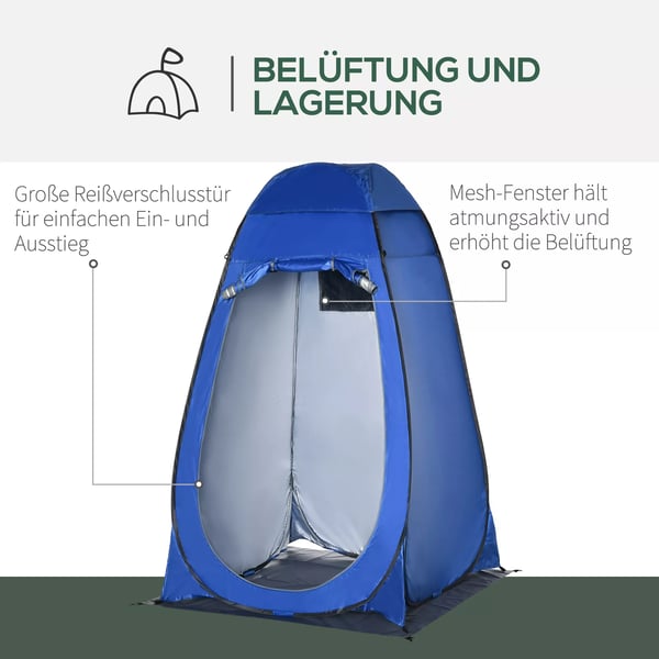 Outsunny Pop-Up Telt til Camping - Mørkeblå Polyester/Stål, 126x124x189cm