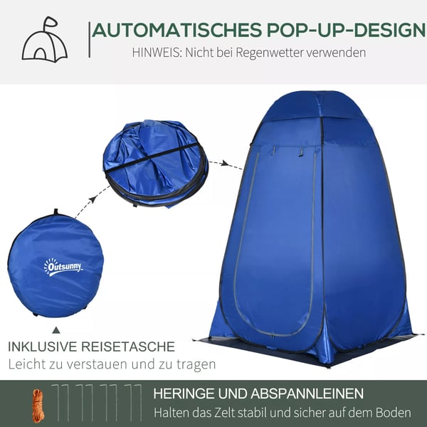Outsunny Pop-Up Telt til Camping - Mørkeblå Polyester/Stål, 126x124x189cm