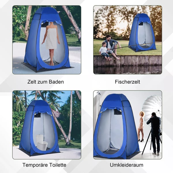 Outsunny Pop-Up Telt til Camping - Mørkeblå Polyester/Stål, 126x124x189cm