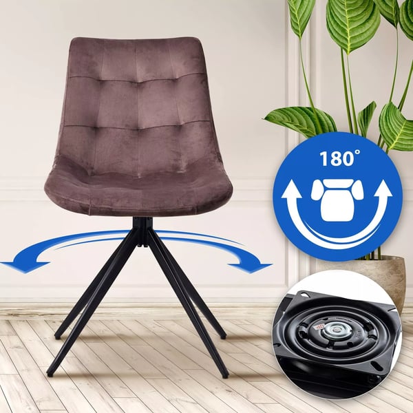 Merna ruokapöytätuoli, sametti, 2 kpl, ruskea, mattamusta metalli
