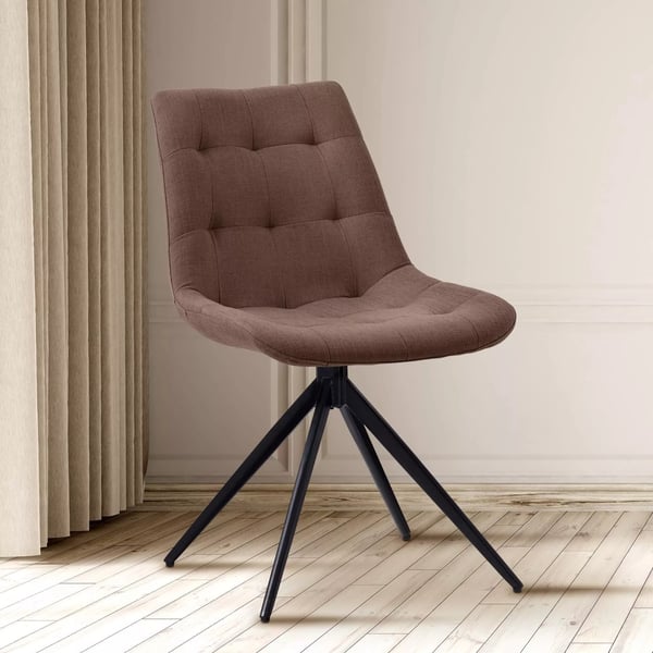 Sæt med 2 Merna stofspisebordsstole, taupe, mat sort metalbase, 180 drejefunktion