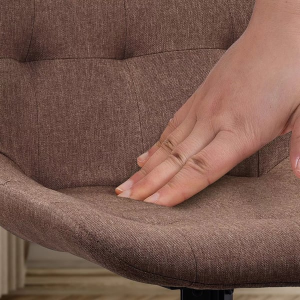 Sæt med 2 Merna stofspisebordsstole, taupe, mat sort metalbase, 180 drejefunktion