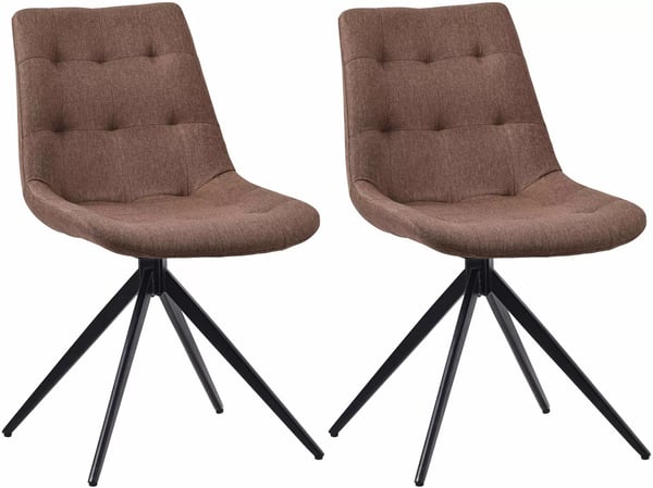 Set med 2 Merna tygmatstolar, taupe, matt svart metallbas, 180 svängfunktion