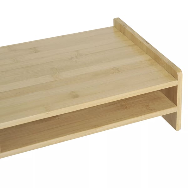 HOMCOM Bambu Pöytätaso Näytönjalusta Laatikoilla | Luonnonvärinen | L49xS25.5xK11.5cm