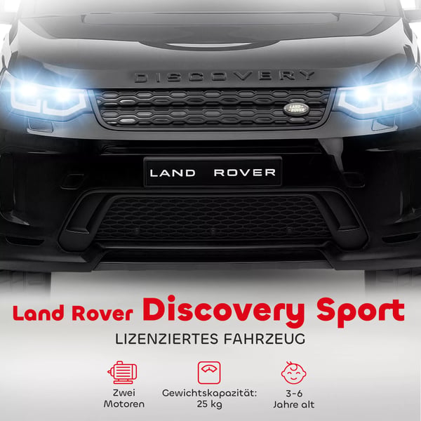 AIYAPLAY 12V Børne Land Rover Discovery Sport Elbil, Sort, med Fjernbetjening og Musik