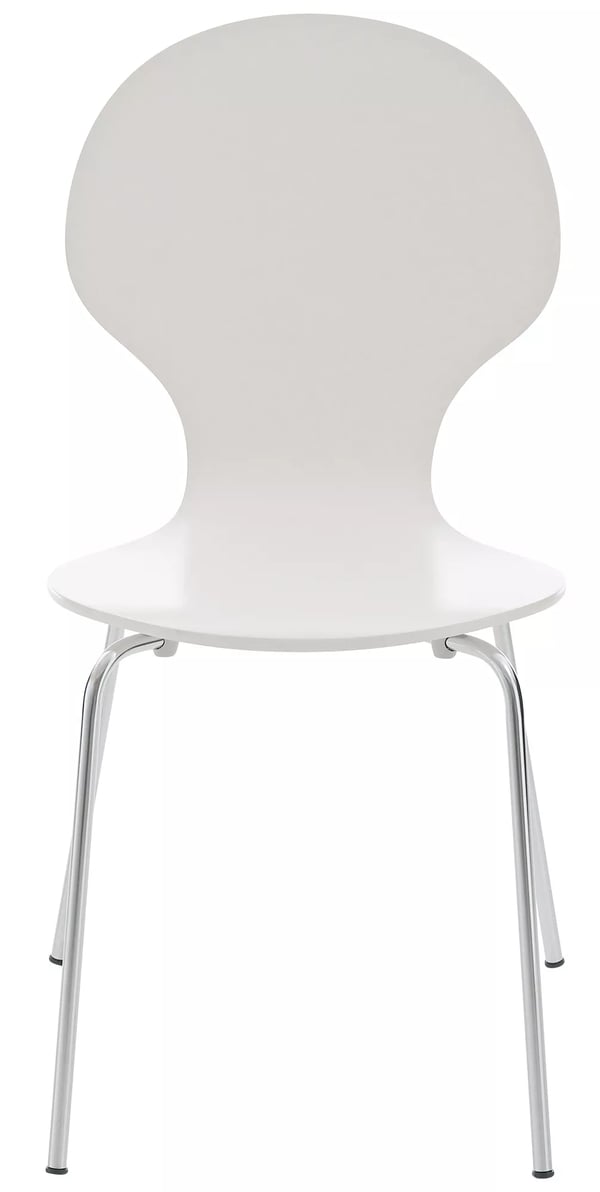 Sæt med 2 hvide træbesøgsstole med krom-look metalstel - Stabelbare, Ergonomisk Design