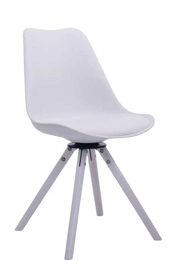 Besöksstol Troyes Svängbar Vit Konstläder Träbas Modern Design