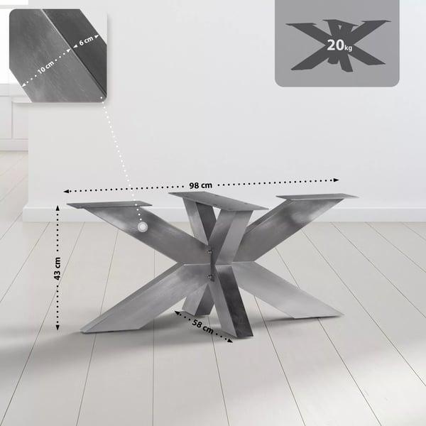 Duncan Bordben i rustfrit stål L98xB58xH43 cm - Industrielt design, korrosionsbestandigt, nem montering