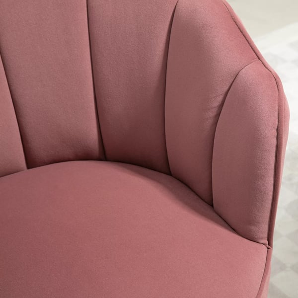 HOMCOM Lænestol i Rosa Polyester med Ryglæn og Ben af Gummitræ - 66 x 66 x 78.5 cm