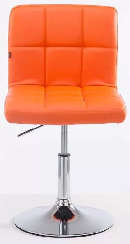Sæt med 2 orange barstole i kunstlæder med krom metalfod - Palma V2