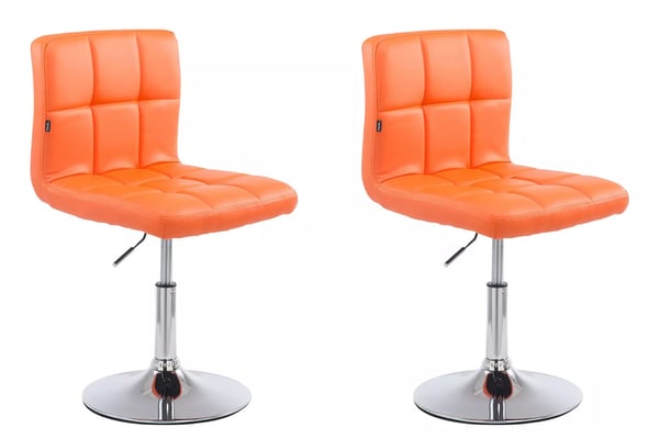 Set med 2 orange barstolar i konstläder med kromad metallbas - Palma V2