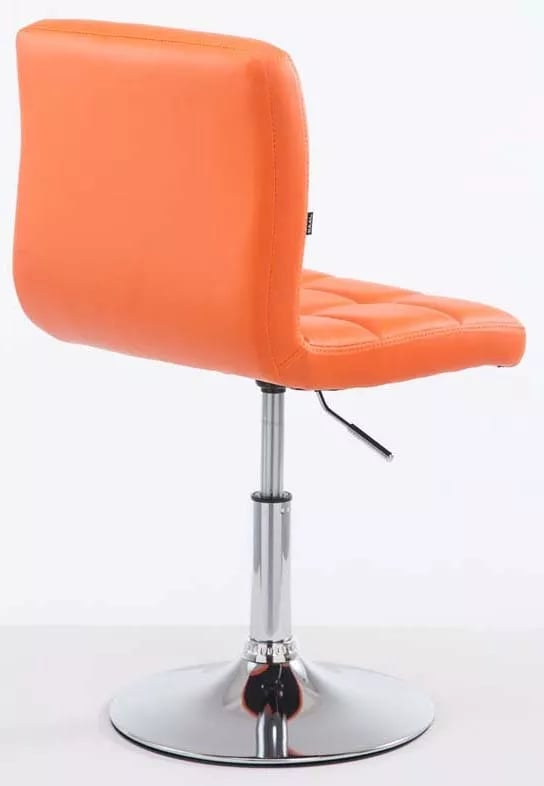 Sæt med 2 orange barstole i kunstlæder med krom metalfod - Palma V2
