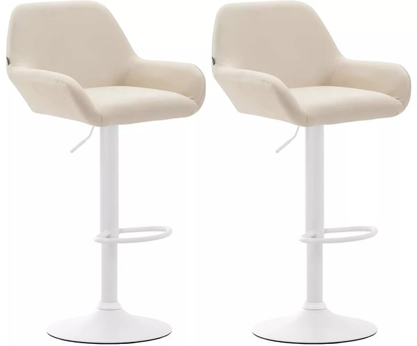 Set med 2 gräddfärgade barstolar i konstläder med mattsvarta metallben - Braga Design