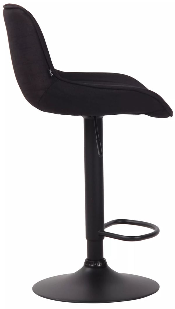Lentini Bar Stool Fabric Black Metal Base - Adjustable Height, Swivel, Footrest (Black)