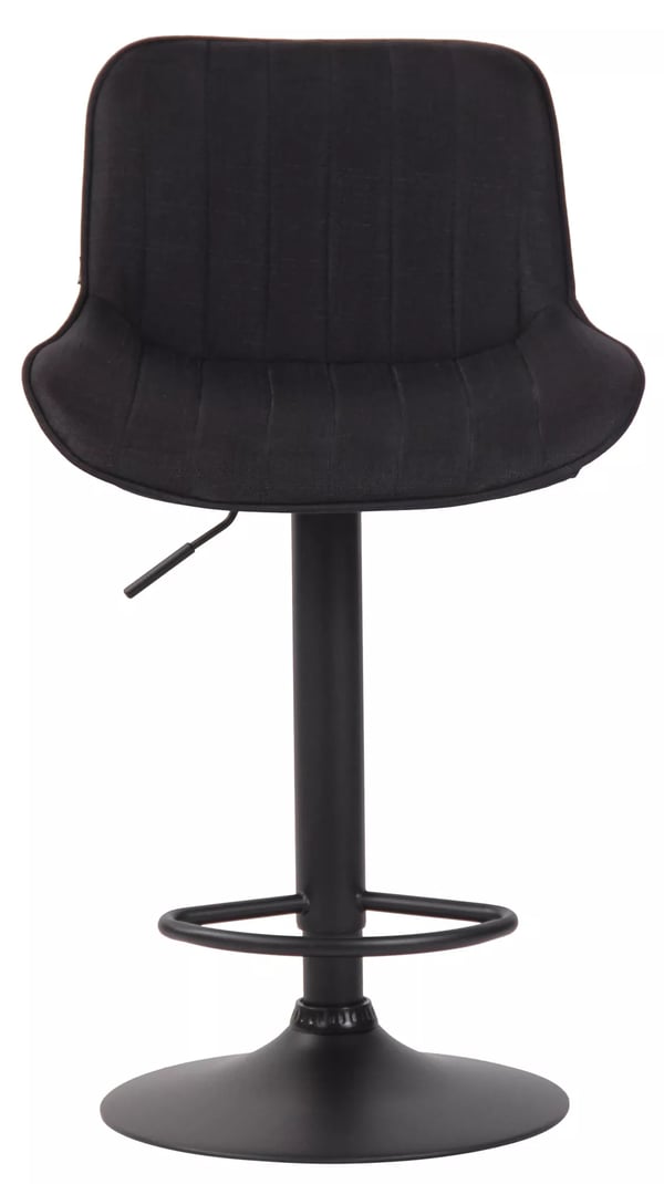 Lentini Bar Stool Fabric Black Metal Base - Adjustable Height, Swivel, Footrest (Black)