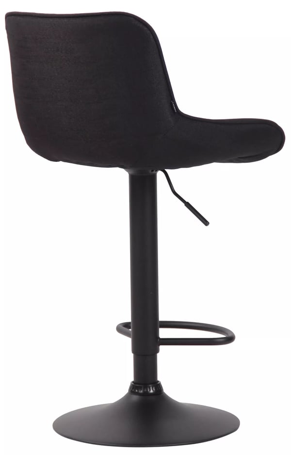 Lentini Bar Stool Fabric Black Metal Base - Adjustable Height, Swivel, Footrest (Black)