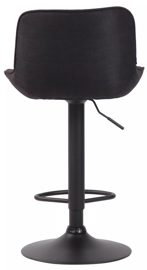 Lentini Bar Stool Fabric Black Metal Base - Adjustable Height, Swivel, Footrest (Black)