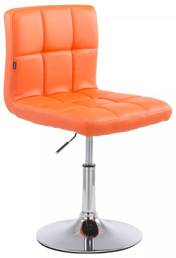 Sæt med 4 orange Palma V2 loungestole i kunstlæder med krom-look metalstel