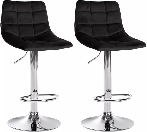 Set med 2 Jerry Barstolar i Sammet, Svart Metallram, Justerbar Höjd, 360° Svängbar