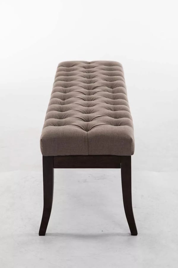 Ramses-penkki, kangas, taupe, puujalat, Chesterfield-tyyli, 150 cm