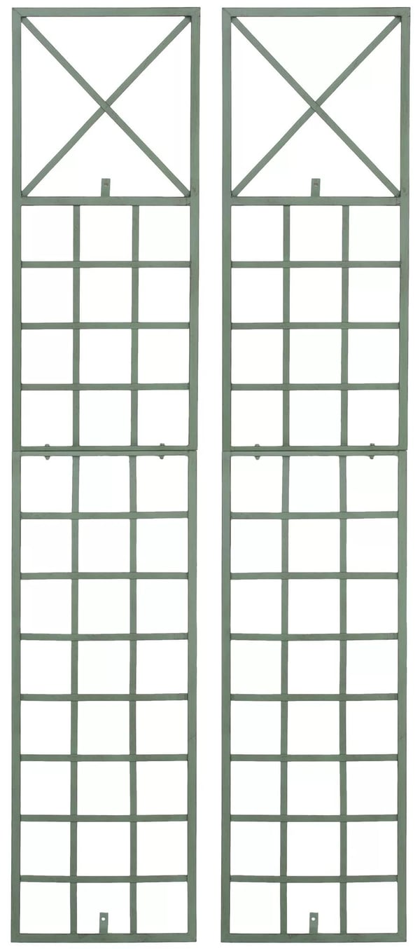 Sæt med 2 antikke grønne metal Trigo espalier til klatreplanter - 198 cm højde