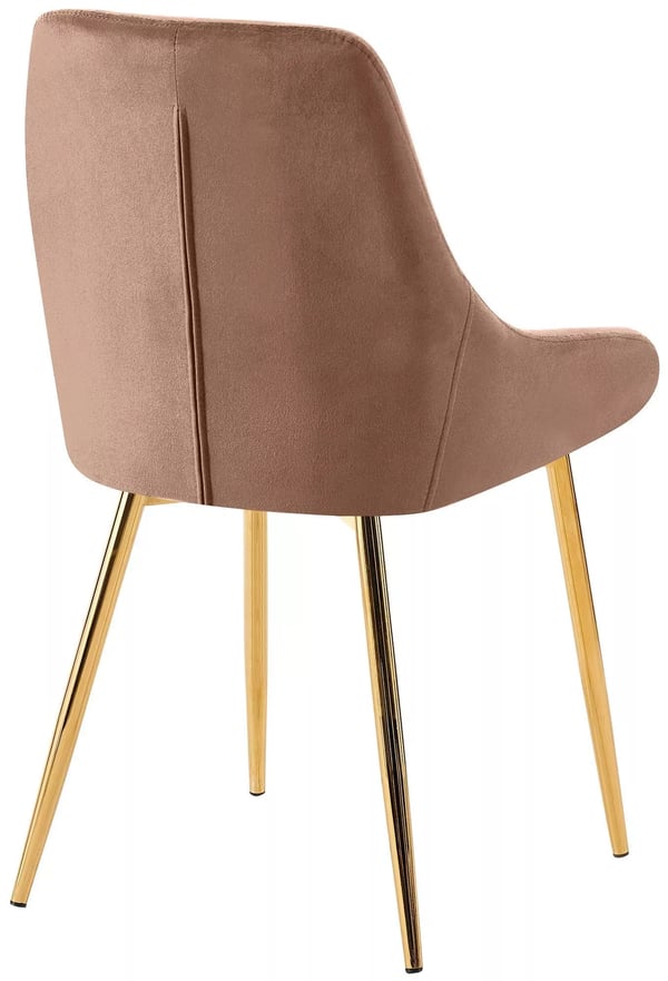 Elmira Brun Fløjl Spisestol med Guldben - Moderne & Komfortabel