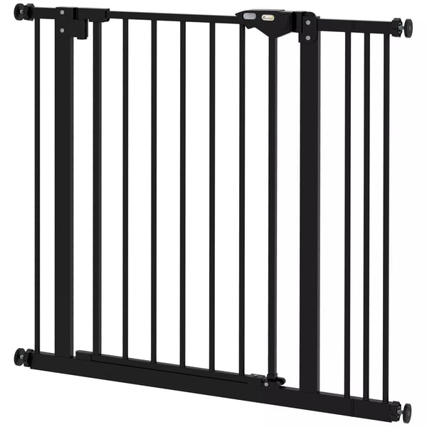 PawHut Hundegitter til dørområder og trapper - Metal/Plast, Sort - 74-87 cm justerbart sikkerhedsgitter