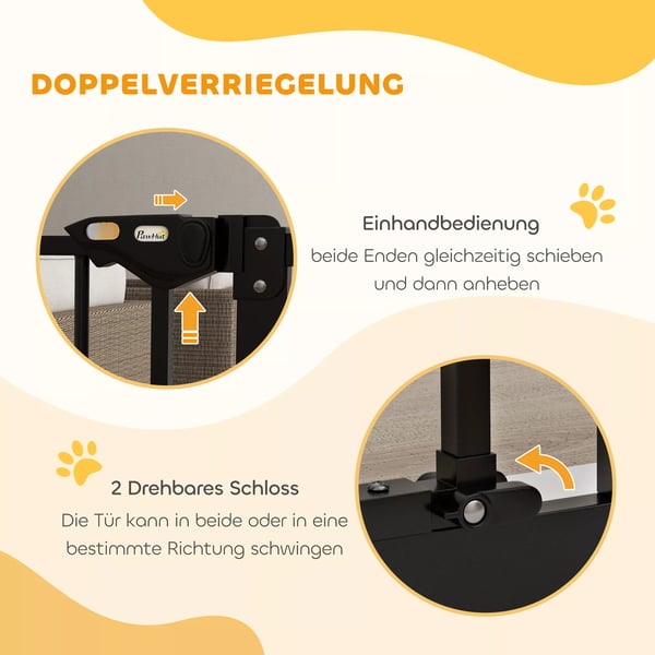 PawHut Hundegitter til dørområder og trapper - Metal/Plast, Sort - 74-87 cm justerbart sikkerhedsgitter
