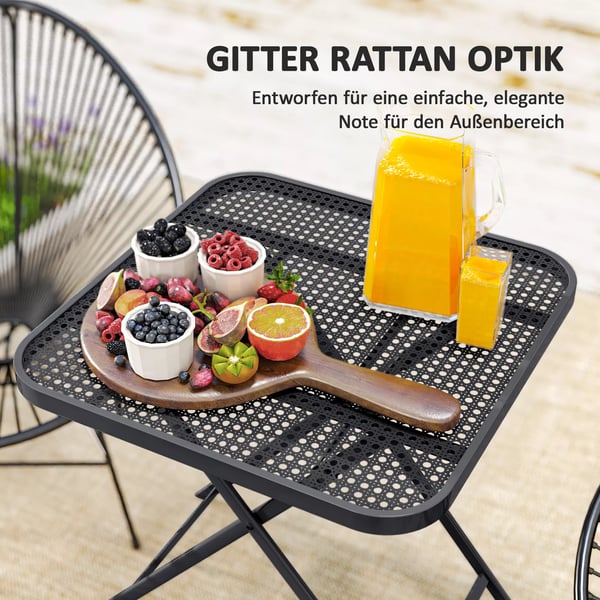 Outsunny PuutarhapCytC terCs musta, taitettava 70x70cm, sCCnkestCvC